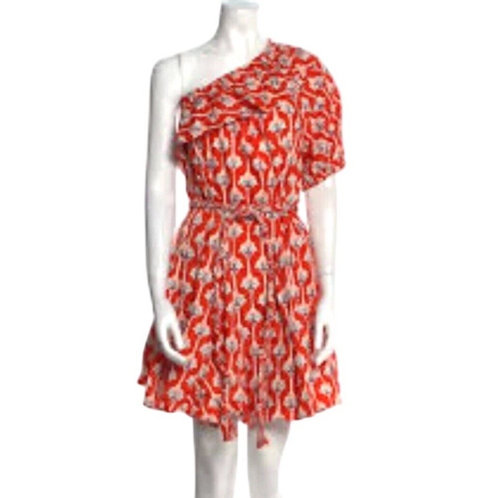 Rhode for Target Red Floral One Shoulder Ruffle Mini‎ Dress Small Cotton Boho